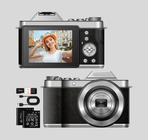 4K Retro Vintage Digital Camera, 64MP Retro 3” IPS Screen Camera with 6X Optical Zoom